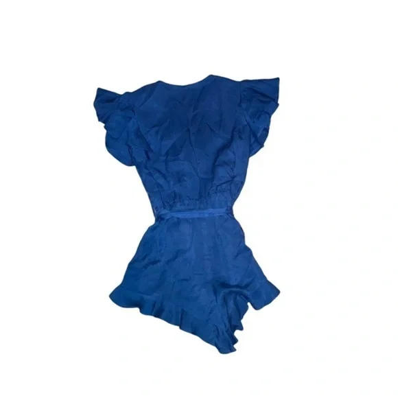 Lovers + Friends ruffled gateway romper blue